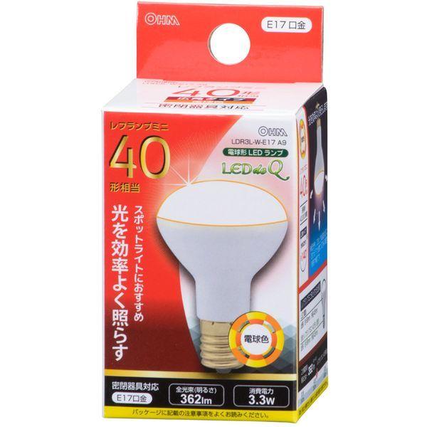オーム電機 LDR3L-W-E17 A9 LED電球 ミニレフランプ形 E17 40形相当 電球色