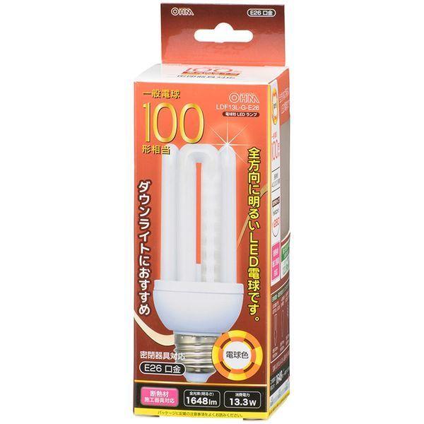 オーム電機 LDF13L-G-E26 LED電球 D形 E26 100形相当 電球色