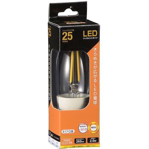 オーム電機 LDC2L-E17 C6 LEDフィラメントタイプシャンデリア球 E17 25形相当 電...