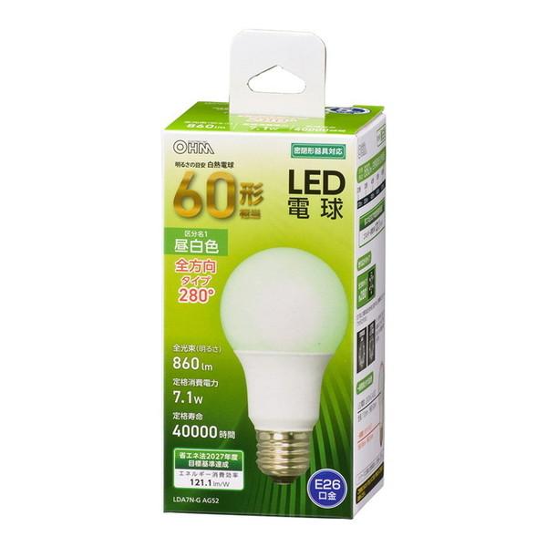 オーム電機 LDA7N-G AG52 LED電球 (E26 60形相当 昼白色)