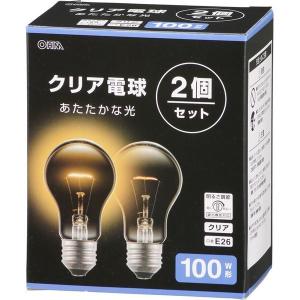 オーム電機 LB-D66100C-2PN 白熱電球 E26 100W形 クリア 2個セット