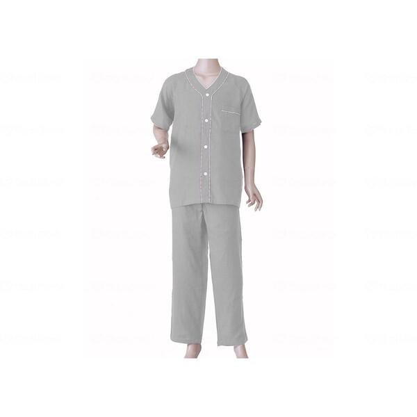 神戸生絲 紳士用 楽らくガーゼパジャマ半袖 グレー M No.800 メーカー直送