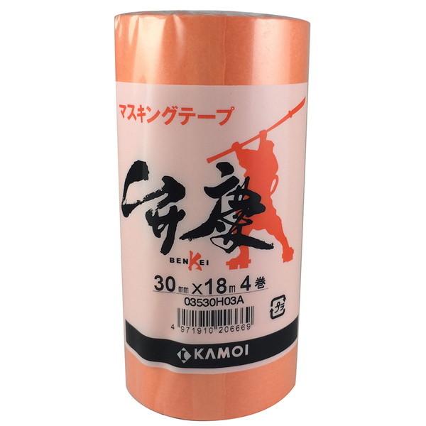 カモ井 弁慶 建築塗装用マスキングテープ 30mm×18m 4巻パック