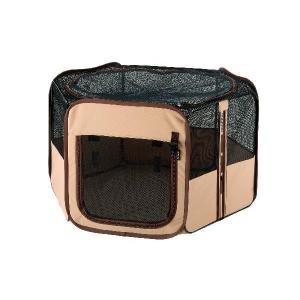 リッチェル 犬 サークル 折りたたみ 超小型犬 小型犬用 布製 たためるペットサークル 90-90 ブラウン バッグ付き メッシュ 防災 ペット 災害 避難｜XPRICE Yahoo!店