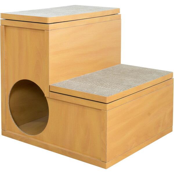 ペットプロ HappyDays キャットステップ2段 爪とぎ2枚付き