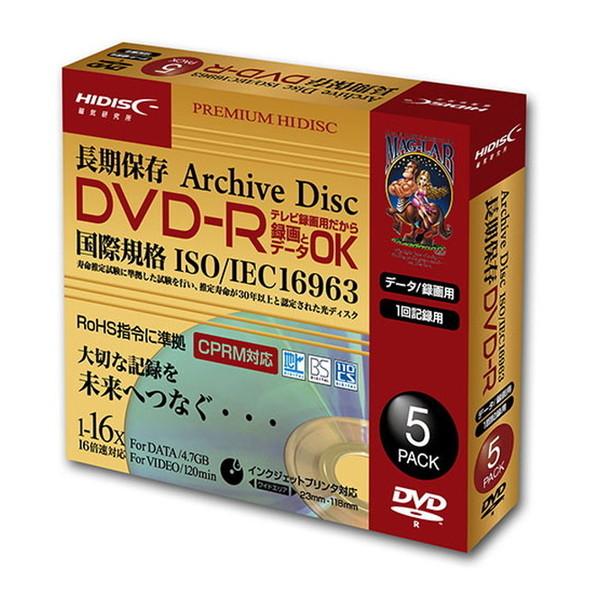 磁気研究所 HDDR12JCP5SCAR HIDISC DVD-R 録画用 120分 16倍速対応 ...