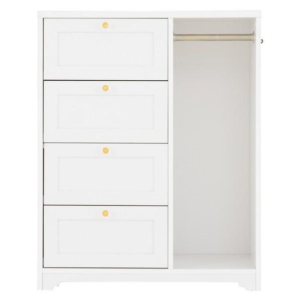 ハンガーラック クローゼット 木製 子供 棚 幅80 白 ホワイト 引き出し 収納 リビング おしゃ...