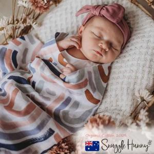 おくるみ ブランケット お昼寝 Snuggle Hunny Kids オーガニック スワドル  虹 レインボー モスリン ベビー 赤ちゃん ガーゼ 肌に優しい 日よけ