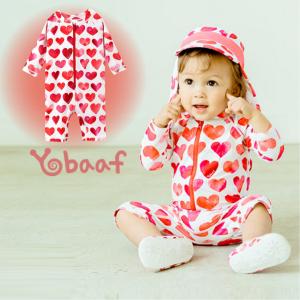 ベビー 水着 Yobaaf  ロンパース水着 ハート 長袖ラッシュガード