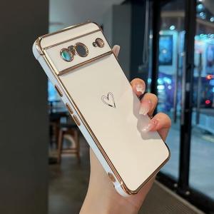 ZTOFERA Google Pixel 8 用 ハートケース おしゃれ 韓国 かわいい グーグル ピクセル 8 ケース 柔軟な TPU シリコン メッキ加工 ソフト 軽量 耐衝撃｜apricotgood