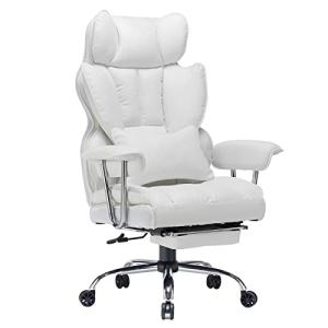 SKYE ゲーミングチェア 座り心地最高 デスクチェア オフィスチェア 椅子 テレワーク 社長椅子 伸縮可能のオットマン 高さ調節機能(ホワイト)