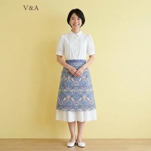 エプロン V＆A おしゃれ クロス型（ブルー）ペルシャ庭園 : エプロン