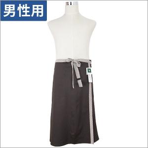 エプロン 黒 男性用（ブラウン）先染ストライプ×ヘリンボン 日本製 ソムリエ｜apron-mamma