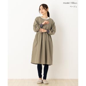 ワンピース感覚で着れる たっぷりギャザー割烹着...の詳細画像2