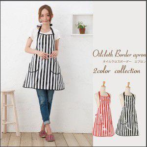 Apron Story オイルクロスボーダーエプロン【メール便1枚のみ送料無料