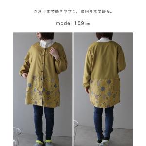 撥水タフタ 北欧風プリント裏フリース割烹着 前...の詳細画像3