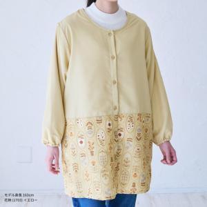 前開き裏起毛 フリース 割烹着 無地 裏ボア ...の詳細画像4