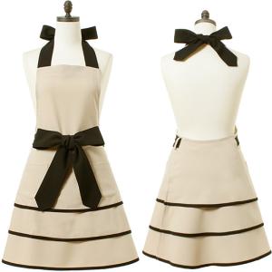 エプロン ブランド ワンピース アイボリー＆ブラックティアード