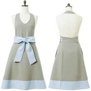 エプロン ブランド 高級 上品 アームボーテ ライトグレー&サックス