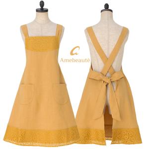 Ca et la サエラ 繊細なお花とレースが美しい エプロン 前掛け イエロー Caetla（サエラ） 【CAETLA】さえら ヒースクローネ エプロン ベージュ