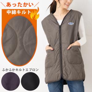 中綿ベスト エプロン チュニック 冬用 暖かい ...の商品画像