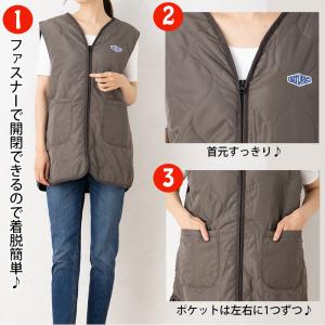 中綿ベスト エプロン チュニック 冬用 暖かい...の詳細画像1