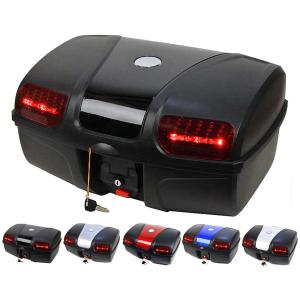 AG-86リアボックス 容量47L LEDストップランプ付 バイク 大容量 汎用 背もたれパッド付  トップケース リアケース　バイクボックス　大型