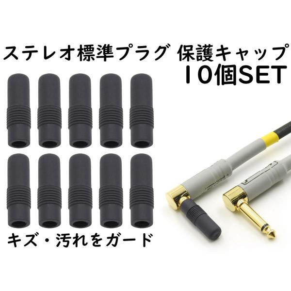 ANE ステレオ標準プラグ (6.3mm) 用 保護キャップ 10個SET ブラック 大切なイヤホン...