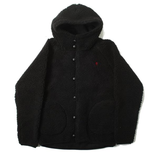 Gymphlex ジムフレックス ボア ジャケット フードパーカー くるみボタン ブラック