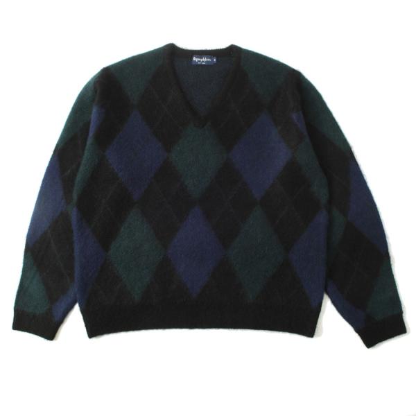 SALE品50 Gymphlex ジムフレックス モヘアミックス アーガイルニット ネイビー×ダーク...