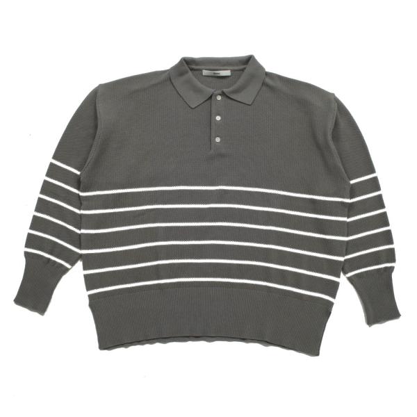 SALE amne アンヌ BORDER polo knit ボーダー ポロ ニット グレー