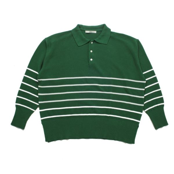 amne アンヌ BORDER polo knit ボーダー ポロ ニット グリーン