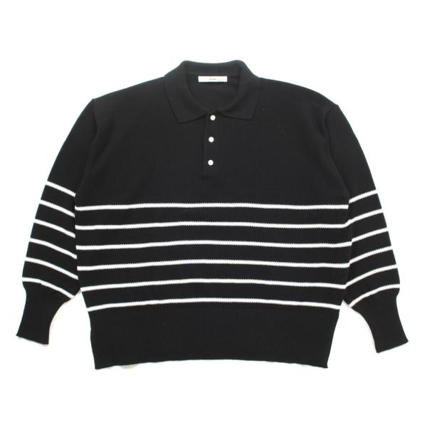 SALE amne アンヌ BORDER polo knit ボーダー ポロ ニット ブラック