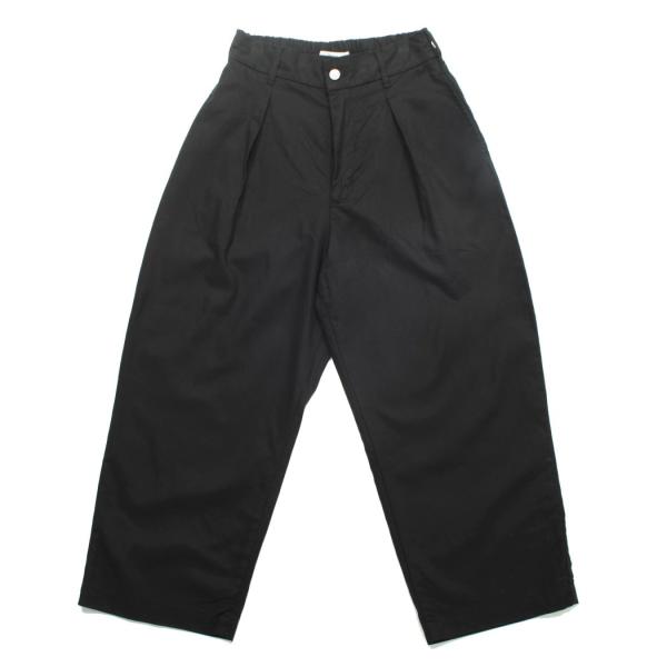 amne アンヌ リヨセル コットン リネン ワイドパンツ ブラック DRAPEY ORCA