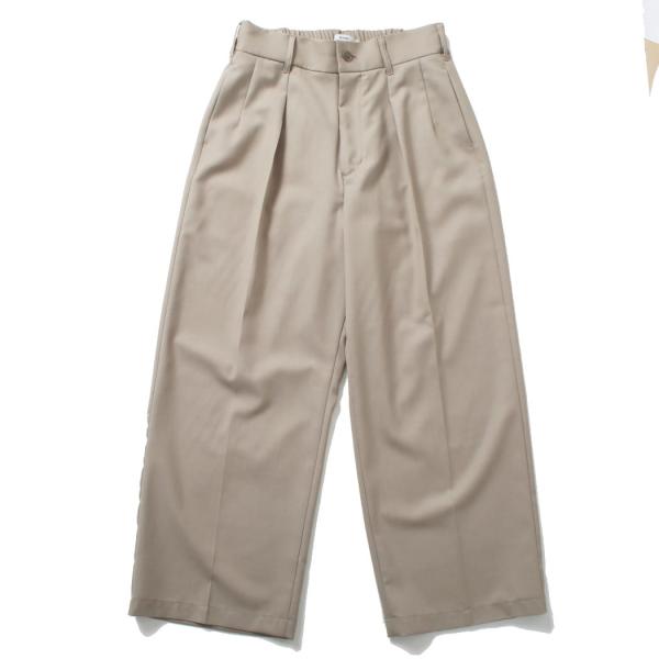 amne アンヌ gabardine whales ホエール ワンプリーツ ワイドスラックス ベージ...