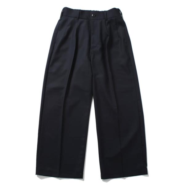 amne アンヌ gabardine whales ホエール ワンプリーツ ワイドスラックス ネイビ...