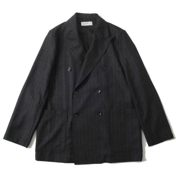 marka マーカ ダブル シャツジャケット W.B SHIRT JACKE チャコール ストライプ