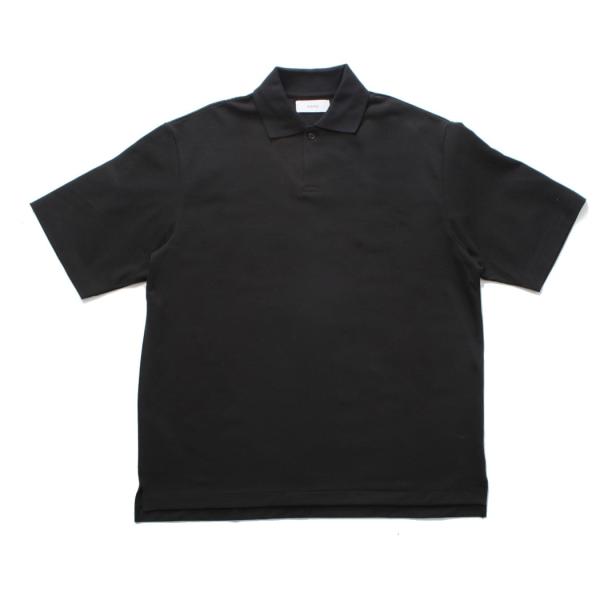 marka マーカ オーガニックコットン強燃ドライカノコ ワンボタン ポロシャツ ブラック