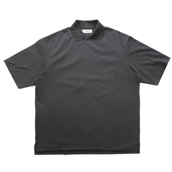 marka マーカ オーガニックコットン強燃ドライカノコ ワンボタン ポロシャツ ミディアムグレー