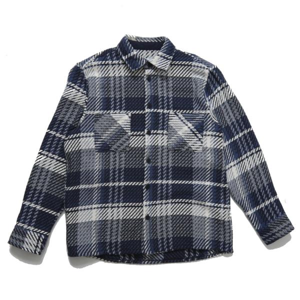 WAXLONDON ワックスロンドン ホワイティングオーバーシャツ スペアチェック マリン ネイビー...