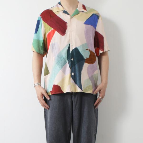 WAX LONDON ワックスロンドン マルチカラー ペイント シェイプ ショートスリーブシャツ D...