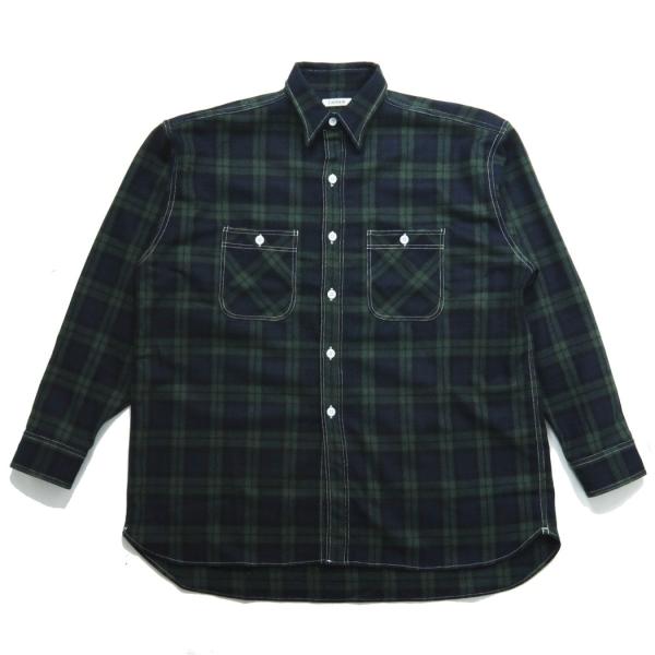 INTERIM インテリム ハイパービッグ タータンチェック ウール ミリタリー ワークシャツ HY...
