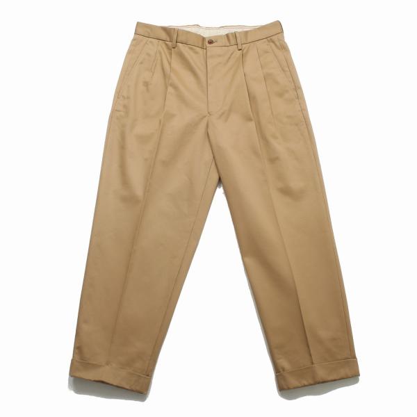 SCYE BASICS サイ ベーシックス サンホアキン綿 2プリーツ テーパードパンツ ベージュ ...