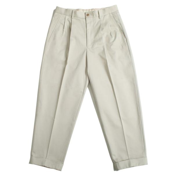 SCYE BASICS サイ ベーシックス サンホアキン綿 2プリーツ テーパードパンツ オイスター...