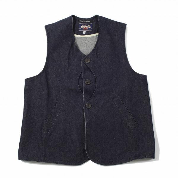 BEAVER OF BOLTON ビーバーオブボルトン 14オンス デニムハンティングベスト ネイビ...