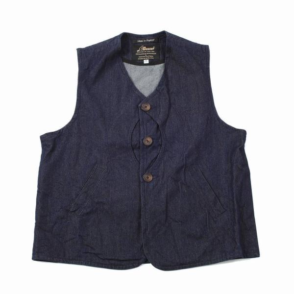 BEAVER OF BOLTON ビーバーオブボルトン ウオッシュド インディゴ ハンティングベスト...
