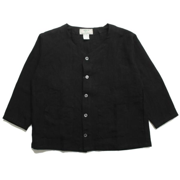 AuVraiChic BRITAIN オーブライシックブリテン アイリッシュ リネン ノーカラー 七...