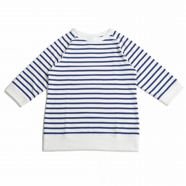 Agreable アグレアーブル ボーダーカットソー コットン ラグラン 1/2スリーブ ホワイト×...