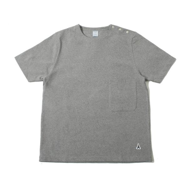 Agreable アグレアーブル ヘビーコットン 肩ボタンTシャツ グレー