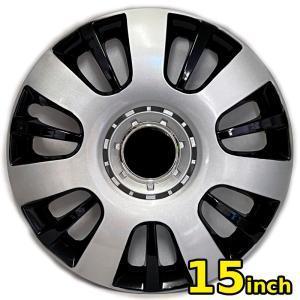15インチ ホイール カバー キャップ 4枚 汎用 ブラック×レッド R15 鉄